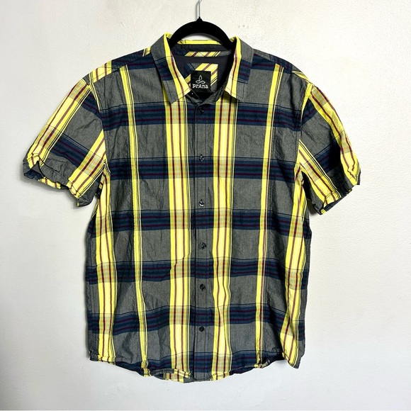 Prana Other - Prana Men’s Yellow Plaid Button Down Short Sleeve Shirt  Large